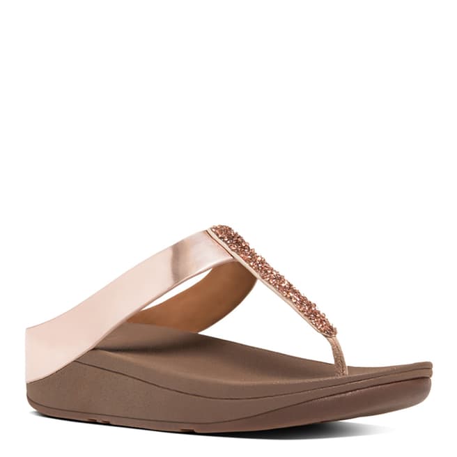 FitFlop Women's Rose Gold Fino Crystal Toe Post Sandals