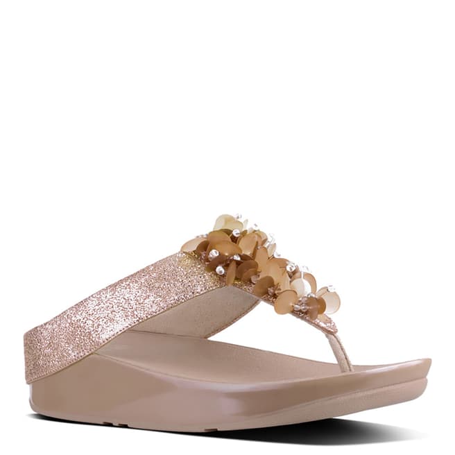 FitFlop Rose Gold Leather Boogaloo Toe Post Sandals
