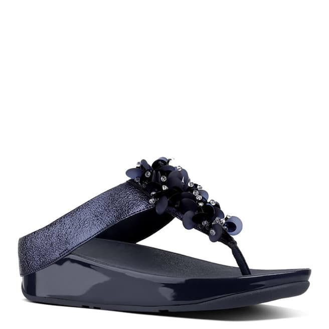 FitFlop Women's Navy Leather Boogaloo Toe Post Sandals