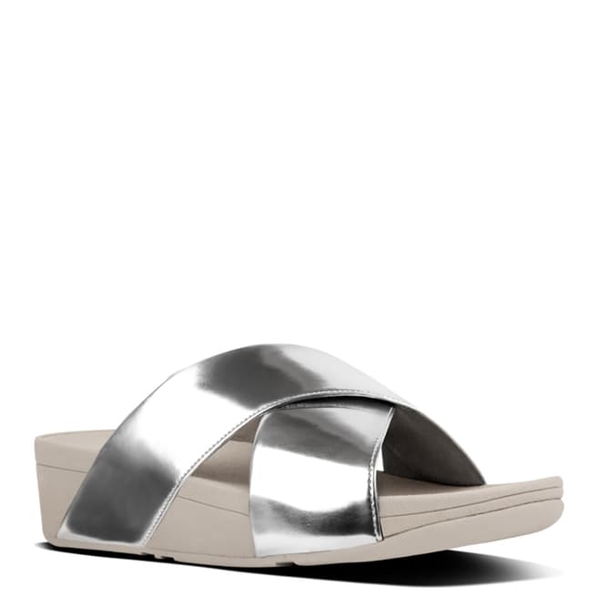 FitFlop Silver Mirror Cross Lulu Slide Sandals