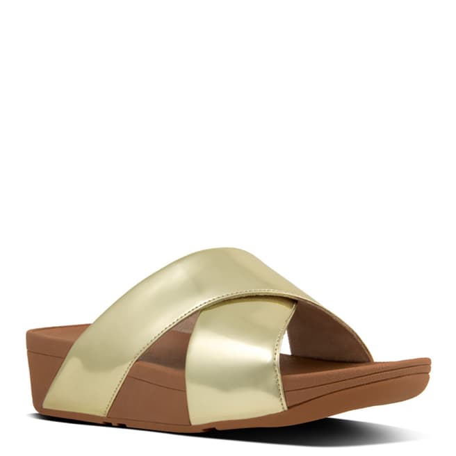 FitFlop Gold Mirror Cross Lulu Slide Sandals