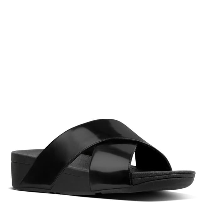 FitFlop Black Mirror Cross Lulu Slide Sandals