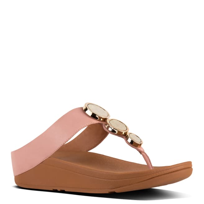 FitFlop Women's Dusky Pink Leather  Halo Toe Post Sandals