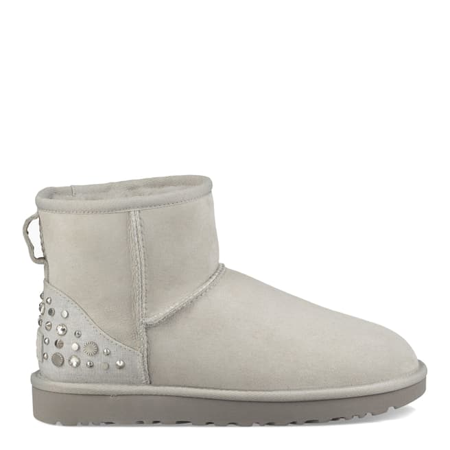 UGG Grey Violet Classic Diamante Mini Ankle Boots