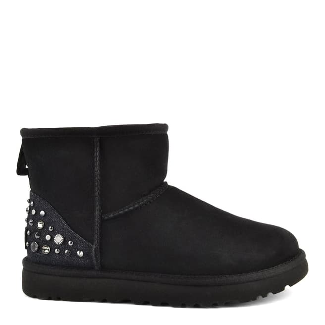 UGG Black Suede Mini Studded Bling Boots