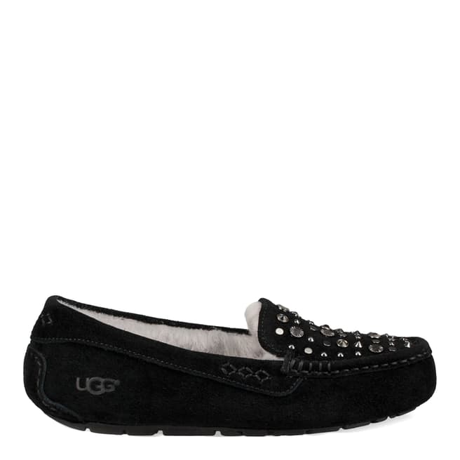 UGG Black Suede Ansley Studded Bling Slippers
