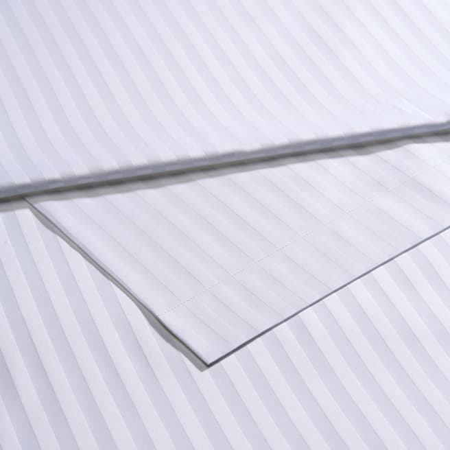 Christy 300TC Sateen Stripe Double Flat Sheet, White
