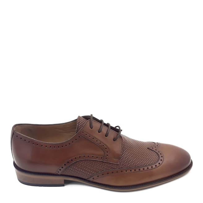 Torento Tobacco Leather Weaved Insert Derby Shoes