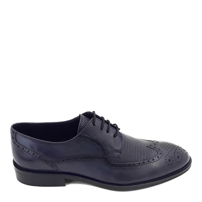 Torento Navy Leather Weaved Brogue Shoes