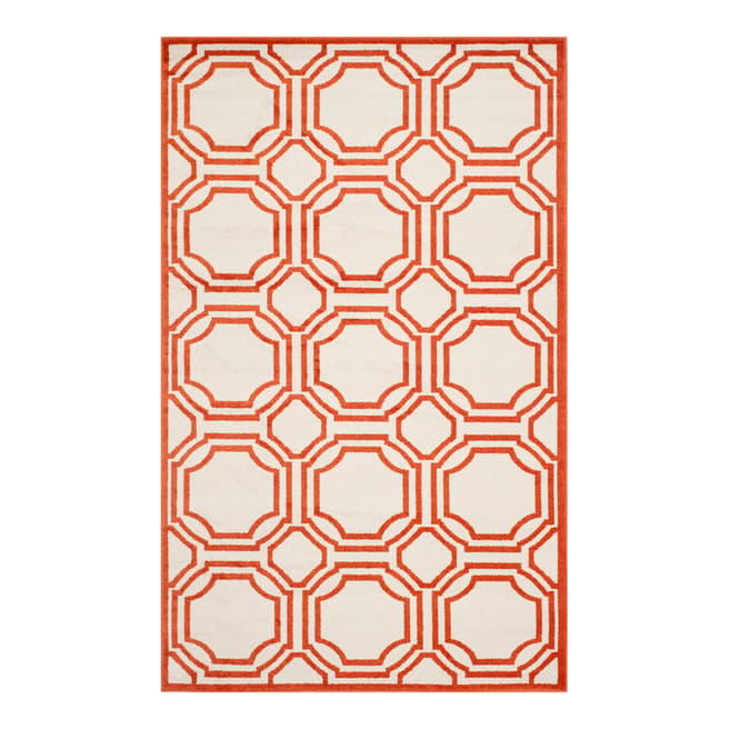 Safavieh Ferrat Geometric 152x244cm Indoor Outdoor Rug, Ivory/Orange
