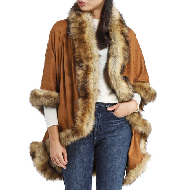JayLey Collection Mocha Luxury Faux Fur Sued  Jacket