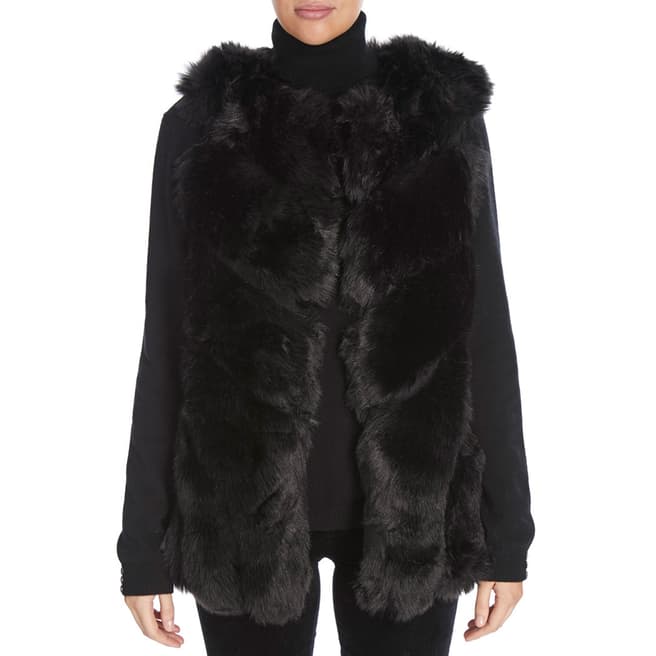 JayLey Collection Black Luxury Faux Fur Long Gilet