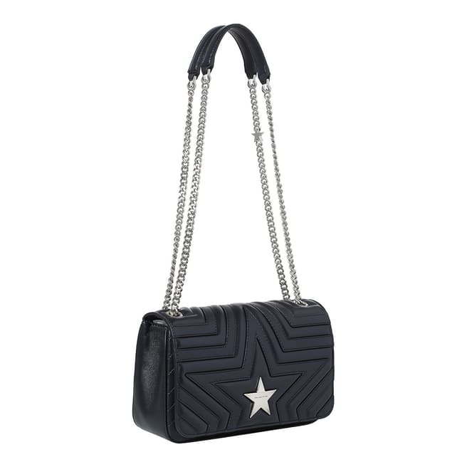 Stella McCartney Black/Silver Star Medium Quilted Shoulder Bag