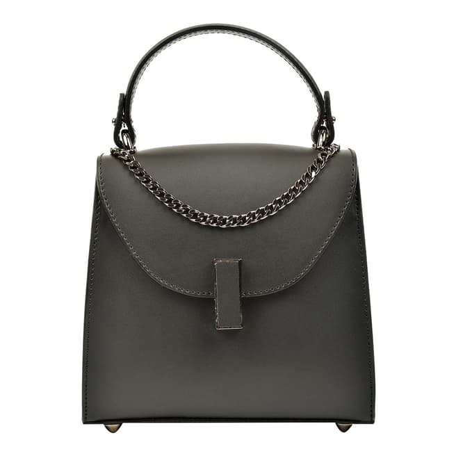 Carla Ferreri Black Chain Leather Top Handle Bag