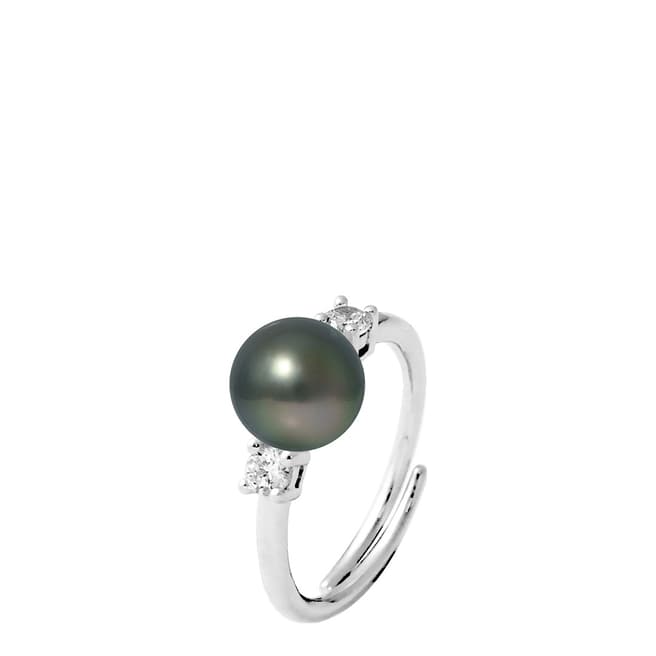 Ateliers Saint Germain Black Tahitian Pearl / Solitaire Zirconium Ring