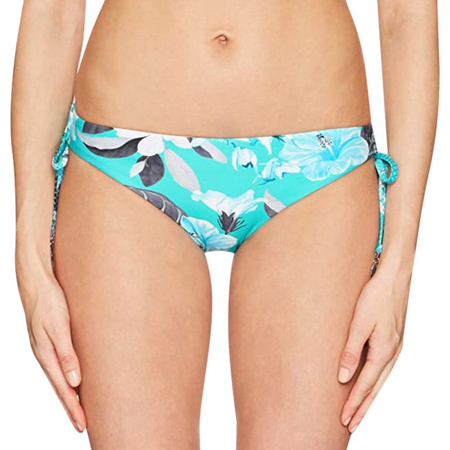Seafolly Tropical Vacay Turquoise Print Loop Tie Side Hipster Briefs 