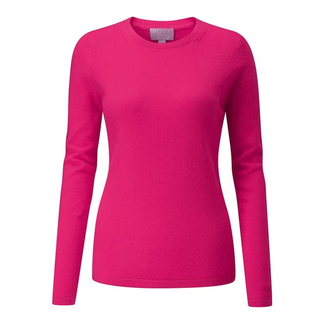 Pure Collection Hot Pink Cashmere Crew Neck Sweater