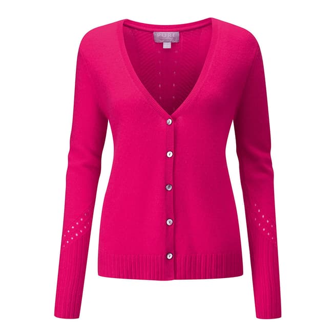 Pure Collection Hot Pink Gassato Pointelle Cardigan