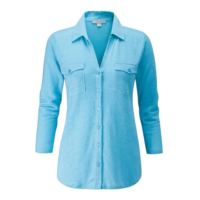 Pure Collection Aqua Luxury Linen Jersey Shirt