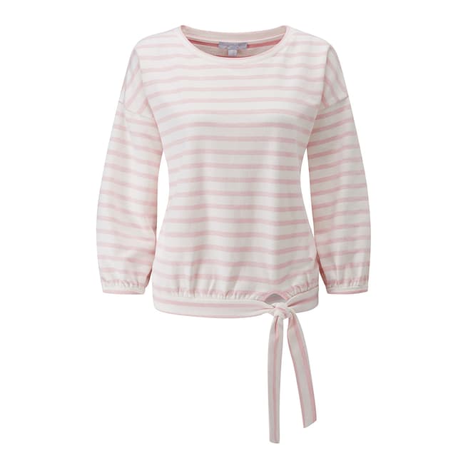 Pure Collection Pale Pink/ Ecru Cotton Tie Hem Sweatshirt