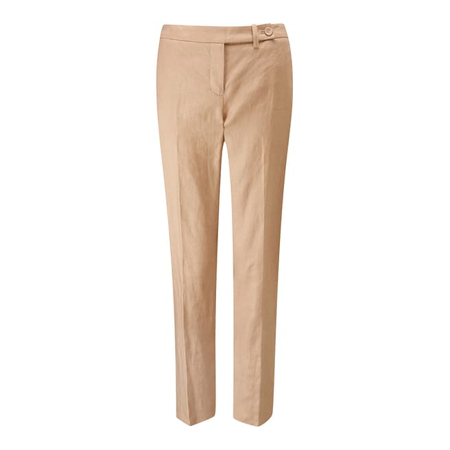 Pure Collection Sand Linen Slim Leg Cropped Trousers