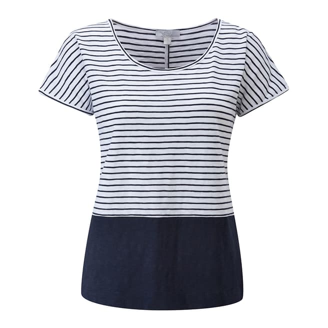 Pure Collection Navy Colour block Relaxed Cotton T-Shirt