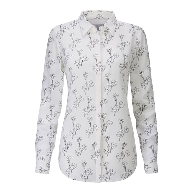 Pure Collection Hand Drawn Floral Relaxed Washed Silk Blouse