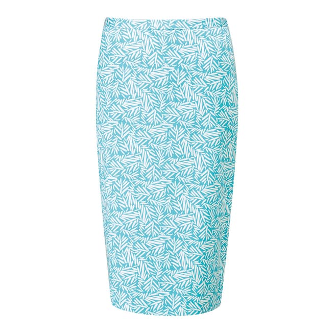 Pure Collection Turquoise Leaf Pencil Skirt