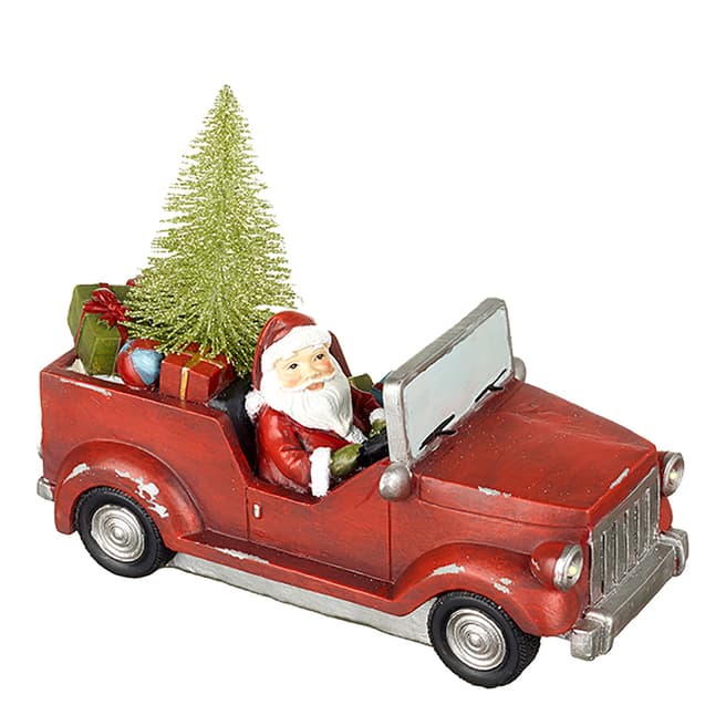Heaven Sends Red/Green Car with Santa & Tree Vintage Style 