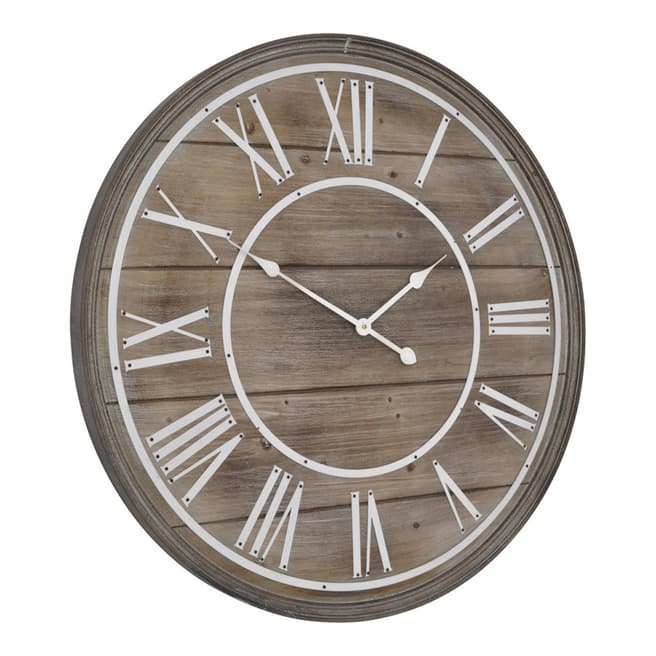 The Libra Company Iconic Hemsby Wall Clock, Bleach Wooden