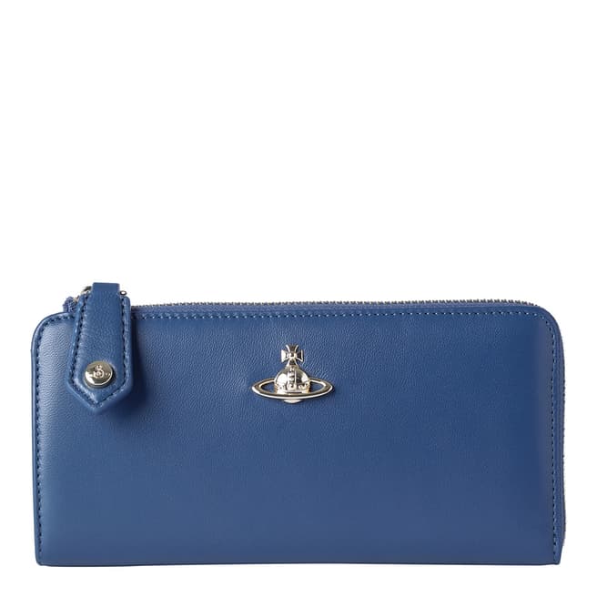 Vivienne Westwood Blue Nappa Zip Round Wallet