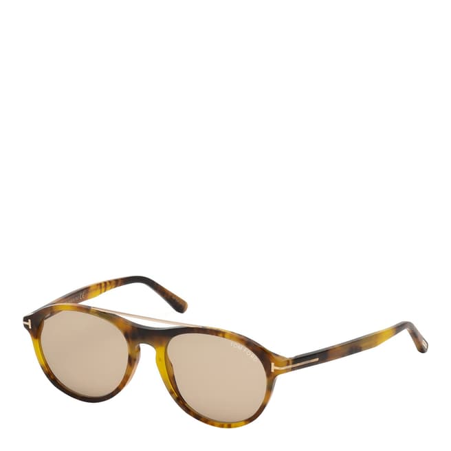 Tom Ford Men's Havana/Brown Rounded Sunglasses 53mm