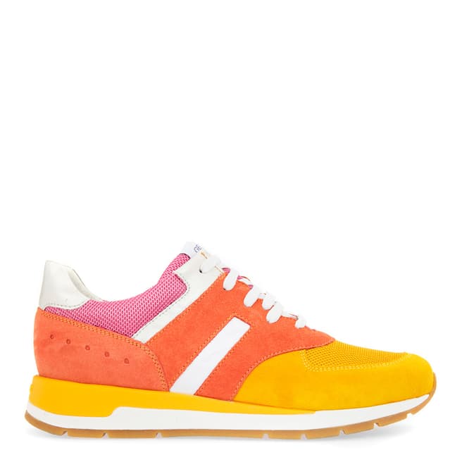 Geox Women's Orange, Yellow And Pink Suede Contrast Shahira Sneakers