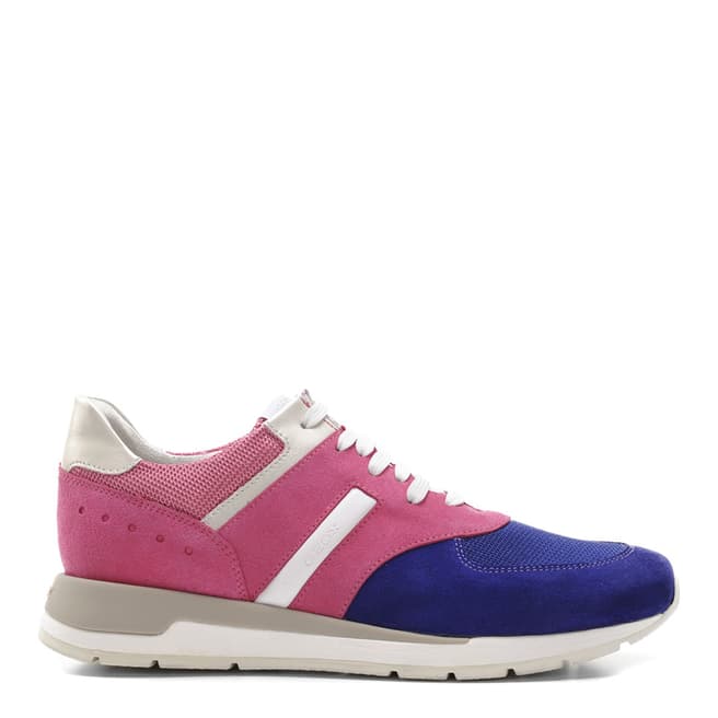 Geox Women's Pink And Purple Suede Contrast Shahira Sneakers