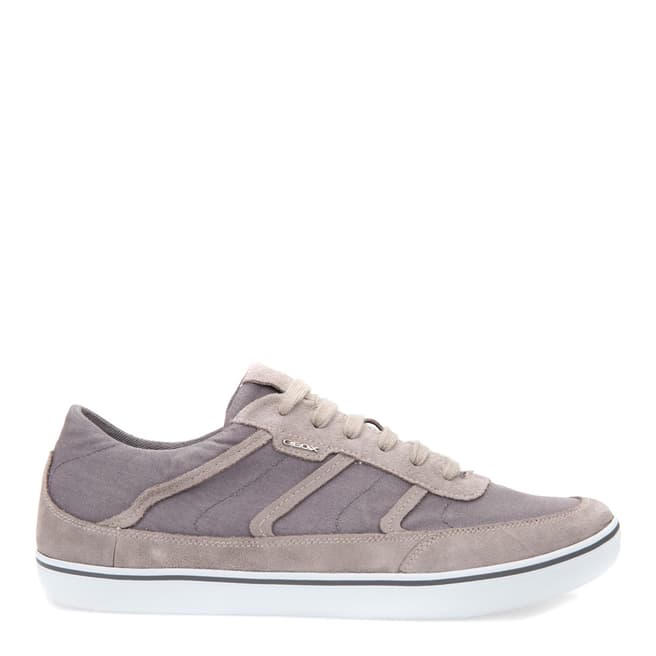 Geox Men's Grey Canvas Suede Low Top Lace Up Box Sneakers