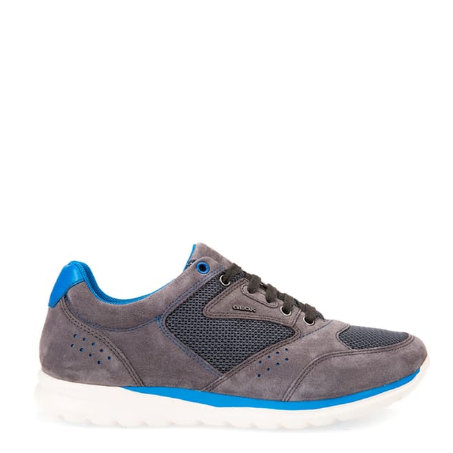 Geox Men's Grey Mesh And Suede Lace Up Damian Sneakers
