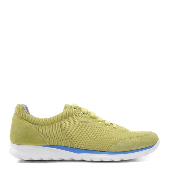 Geox Men's Lime Green Mesh And Suede Lace Up Damian Sneakers