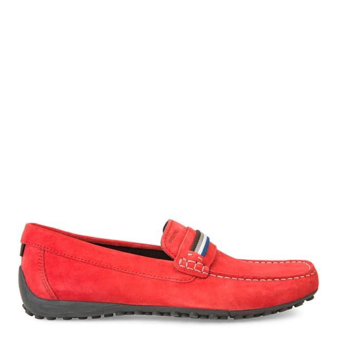Geox Men's Red Suede Snake Moccasins
