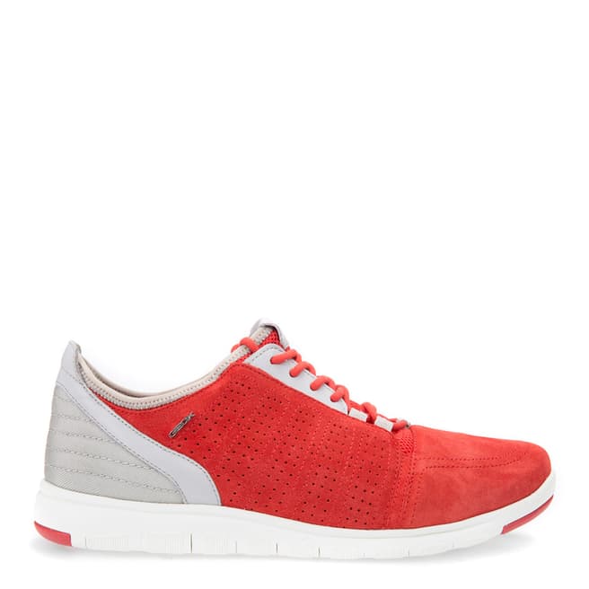 Geox Men's Red And Grey Suede Xunday 2fit A Sneakers