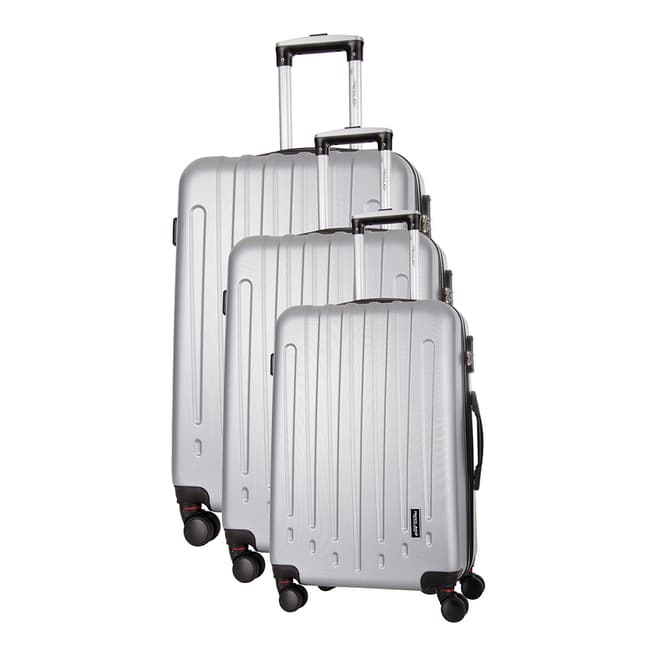 Travel One Silver Haryana Set Of Three 8 Wheeled Suitcases 50/60/70 cm