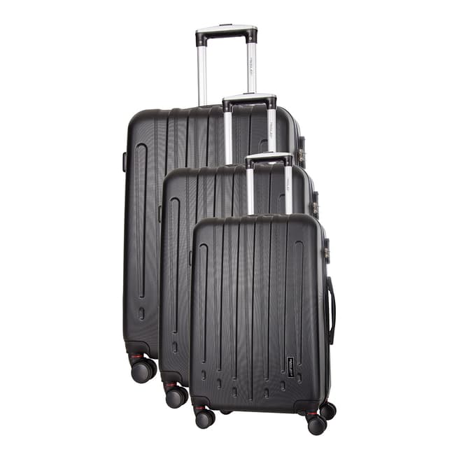 Travel One Black Haryana Set Of Three 8 Wheeled Suitcases 50/60/70 cm