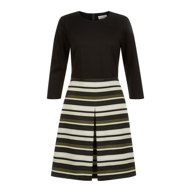 Hobbs London Olive/Multi Stripe Louise Dress