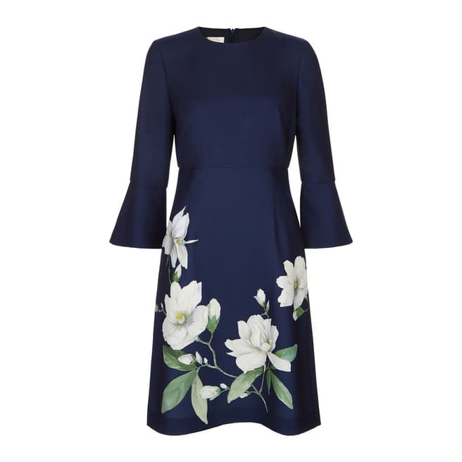 Hobbs London Navy/Floral Magnolia Print Dress