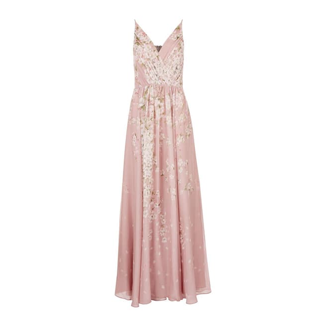Hobbs London Blossom Pink/Ivory Silk Charlotte Maxi Dress