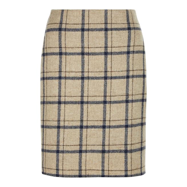 Hobbs London Camel/Multi Tiffany Check Wool Skirt