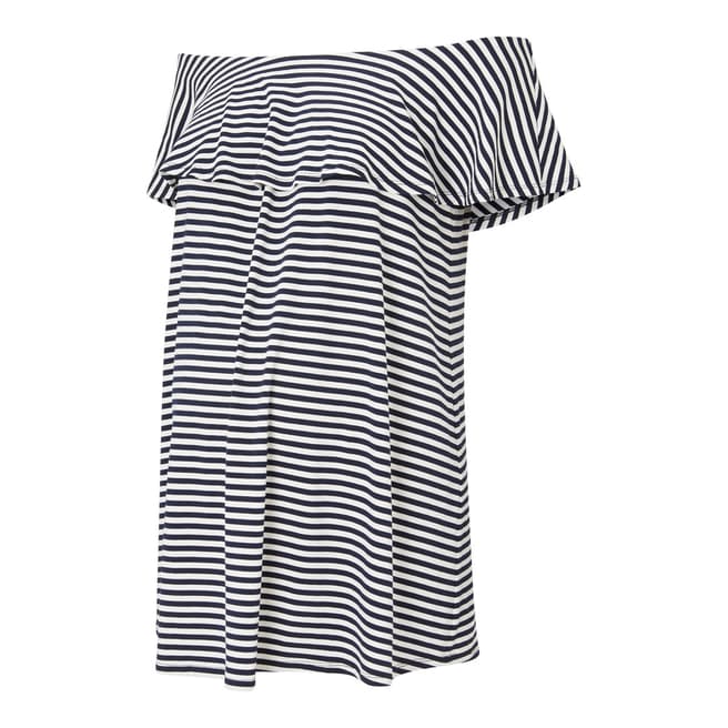 Isabella Oliver Navy and Off White Stripe Jenna Maternity Ruffle Top