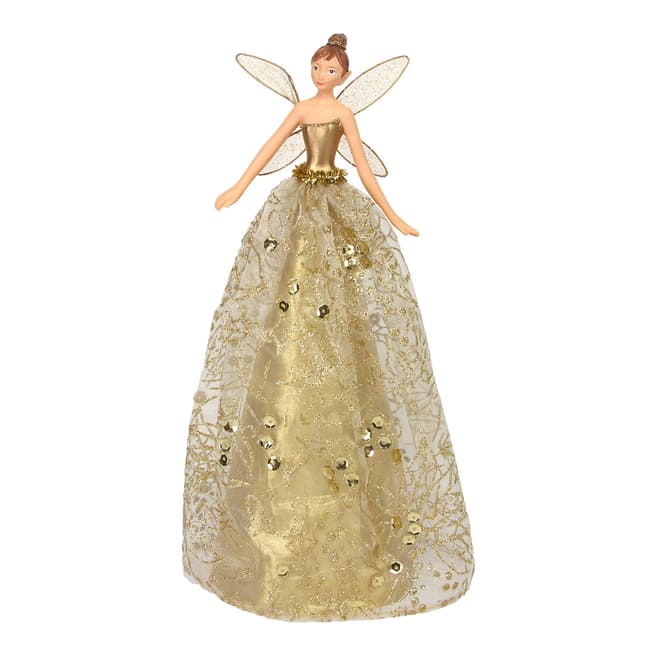 Gisela Graham Gold Glitter Large Tree Top Fairy