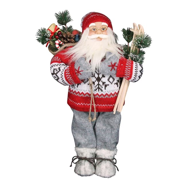Gisela Graham Small Nordic Santa with Skis Ornament