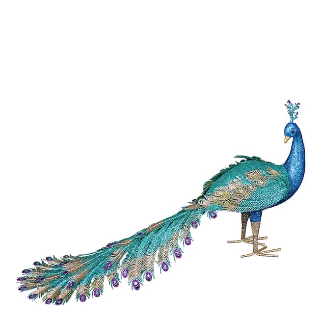 Gisela Graham Glitter Acrylic Standing Peacock Ornament