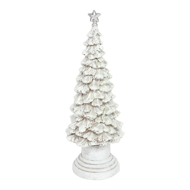 Gisela Graham White Resin Christmas Tree on Stand Ornament